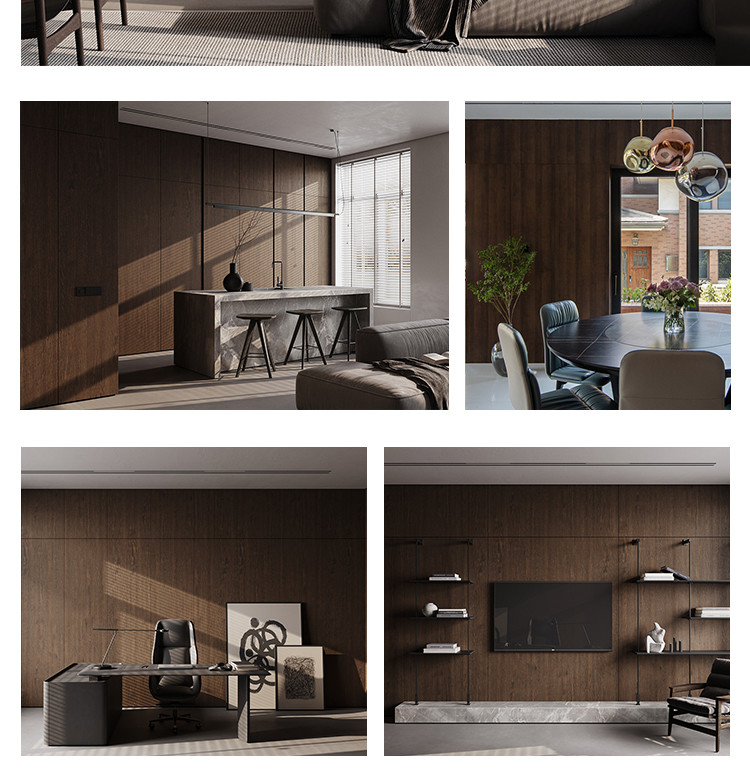 Carbon Crystal Bamboo Charcoal Wood Veneer Wood Grain Wall Panels Mould Proof