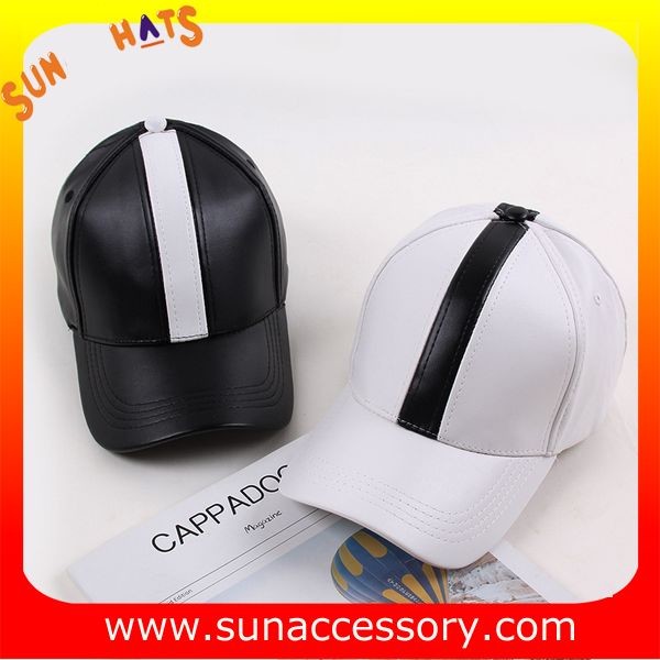 QF17019 Sun Accessory customized wholesale PU leather baseball caps and hats ,caps in stock MOQ only 3 pcs