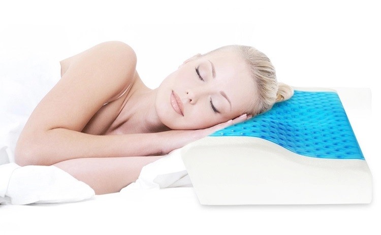 Open Cell Structure Stay Cool Memory Foam Pillow , White Blue Always Cold Pillow