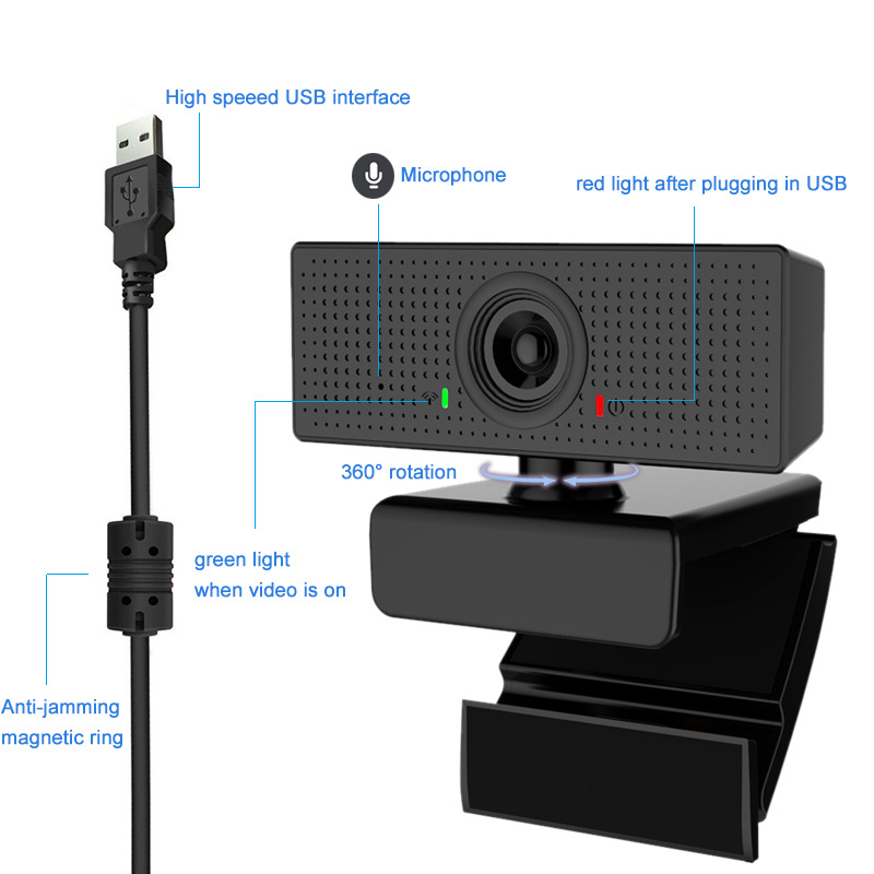 1080P HD Webcam 110 degree wide Computer WebCam Camera for Live Broadcast YouTube Video Recording Conferencing Meeting