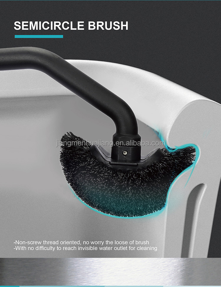 Silver Curved Design Toilet Cleaning Brush with Holder Stainless Steel OEM Acceptable