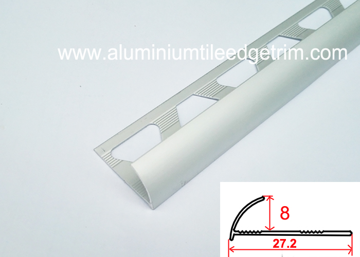 matt silver aluminium ceramic tile trims 8mm