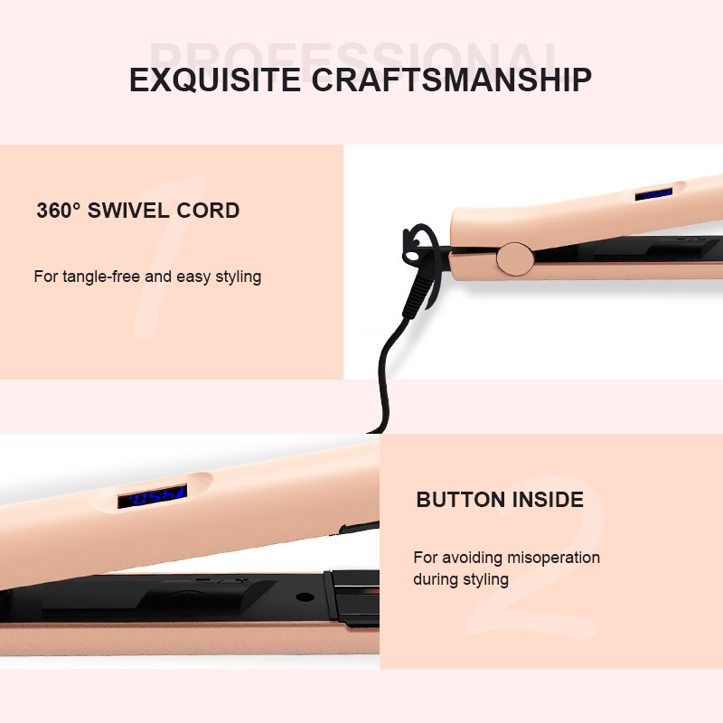 Instant Heat Up Dual Voltage Infrared Flat Iron LCD Display Hair Straightener