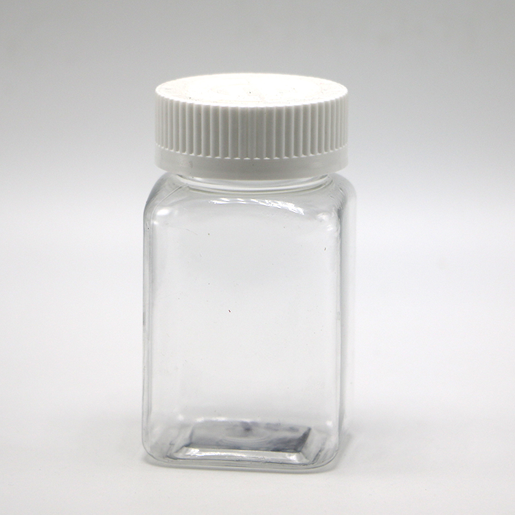 Custom Color 100ML PET Square Transparent Jar with Various Caps by Chinese Pharmaceutical Company