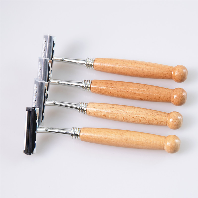 Reusable Wooden Safety Razor 13.9CM Bamboo Handle Razor OEM