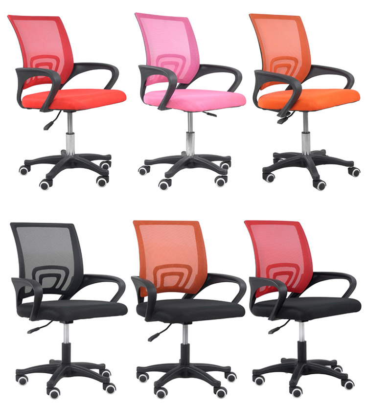 Pink Orange Mesh Fabric Office Chairs Adjustable Rolling Chair Contemporary