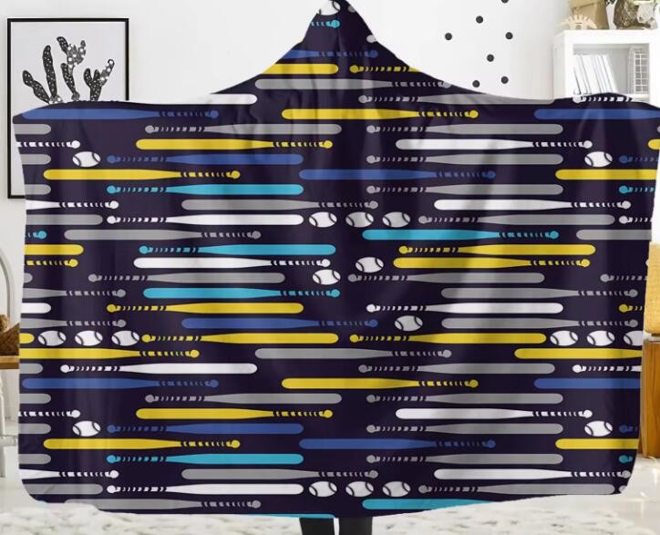 Sports Rugby Football Basketball Print Oversized Hooded Blankets Anti Shrink