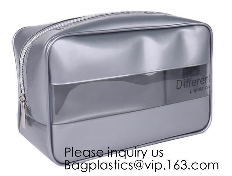 Clear Zipper Pouch with Strap Makeup Bag PVC Cosmetic Pouch,Printing Clear k Cosmetic PVC Pouch, bagease, bagplast