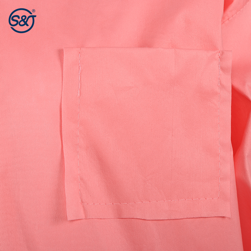 Pink Dental Waterproof Gown PP PE Disposable Isolation Suit Gown