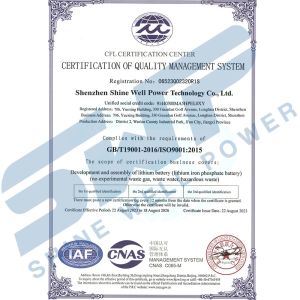 SHENZHEN SHINE WELL POWER TECHNOLOGY CO.,LTD Certifications