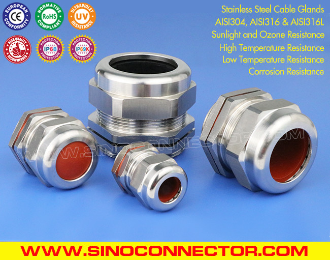 304, 316, 316L Stainless Steel PG Cable Glands IP68 Watertight Metal Compression Glands with Fluoroelastomer Seals