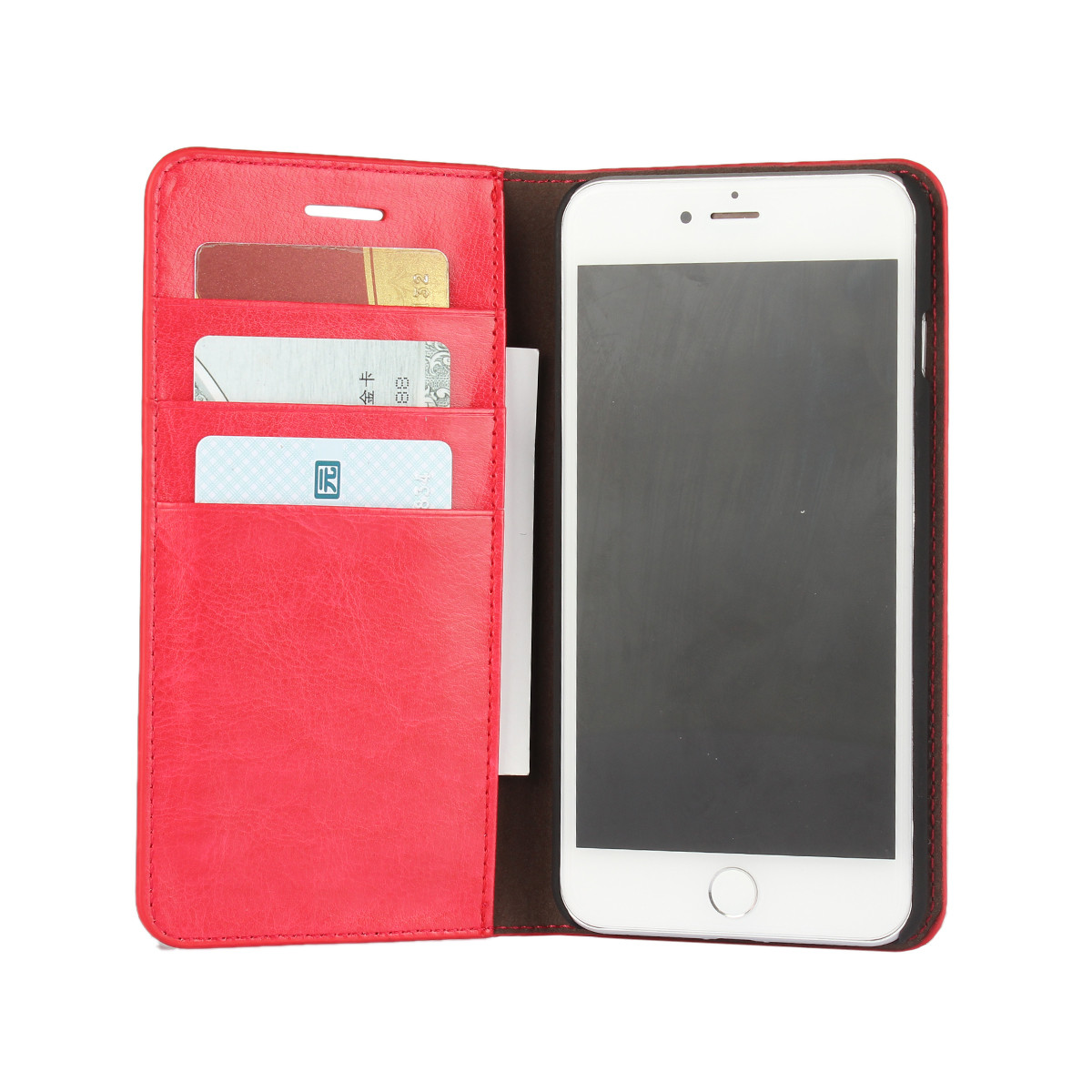 iPhone 8 Case, Genuine Leather Wallet Case Folio Flip Cover for iPhone 5/6/7/8/X/XS/XS MAX/XR