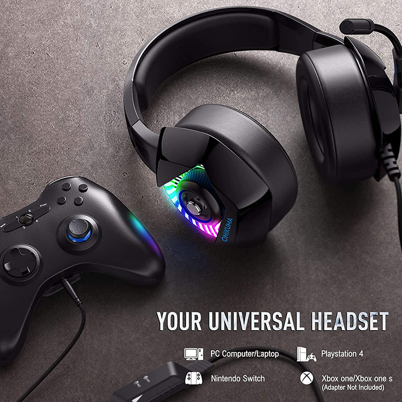 PS4 Gaming Headset Wired G9000 LED Noise Canceling Headphones with Mic RGB Light