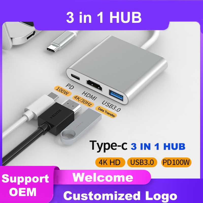 Laptop Type C HDMI HUB 4K Dock Station Adapter With PD USB 3.0 Port