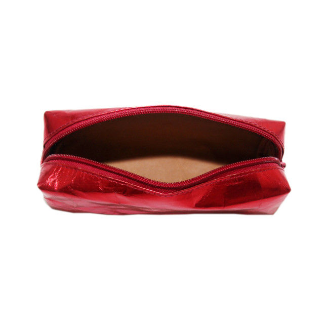 Custom design golden toiletry travel pencil bag washable kraft paper pouch for girl