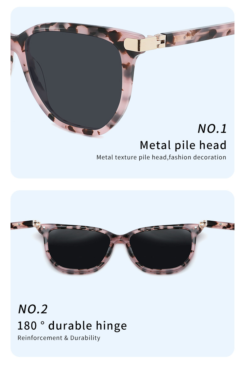 Women'S Cateye Sun Glasses Acetate Shades UV400 Protection 180° Flexible Hinges