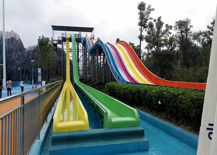 Multi Lane Fiberglass Water Slide Variable Spiral Tube Free Fall Into Slide
