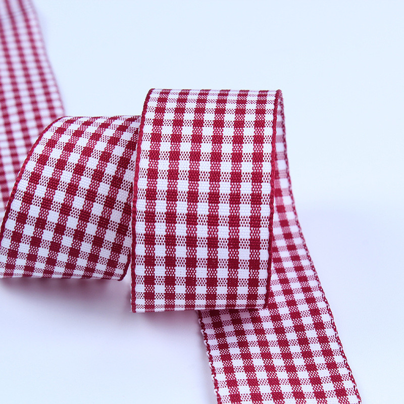 2.5cm Polyester Plaid Ribbon for Gift Packing and Chocolate Box Ribbon Bow Decoration