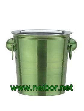 Green color stainless steel ice bucket 3L 5L metal beer bucket beer tub beverage
