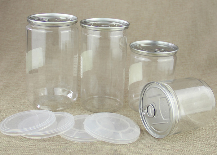 CMYK Printing Round Transparent PET Jar For Candy / Chocolate Packaging