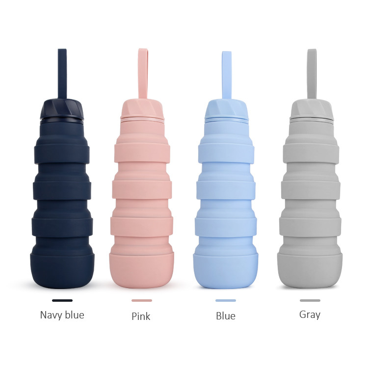 350ml 550ml 750ml Foldable Silicon Water Bottle BSCI ISO9001