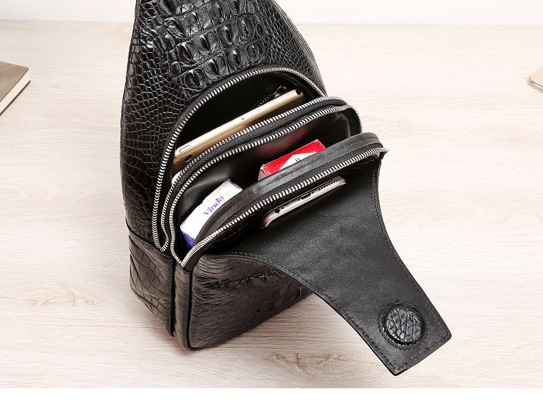 Exotic Crocodile Skin Men's Chest Bag Authentic Genuine Alligator Leather Male Messenger Bag Crossbody Shoulder Bag