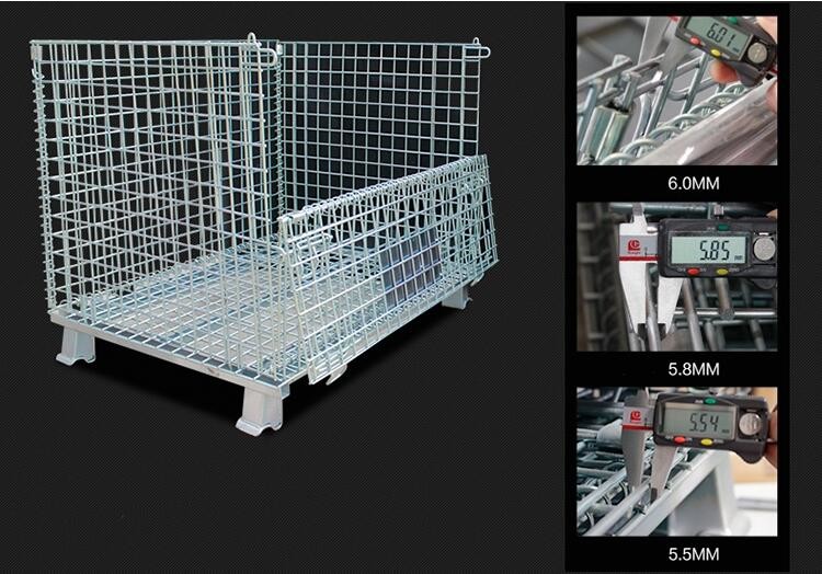 Wire Mesh Warehouse Storage Steel Pallet Cages Heavy Duty 1000kg Capacity