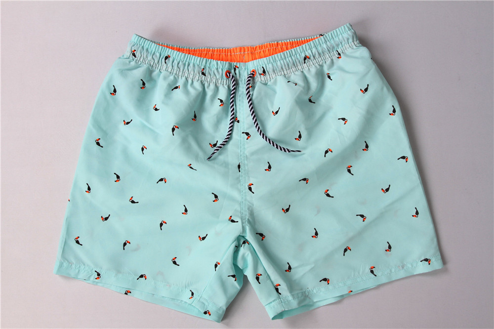 Contrast Color Waistband Hawaiian Print Swim Trunks With Mesh Brief