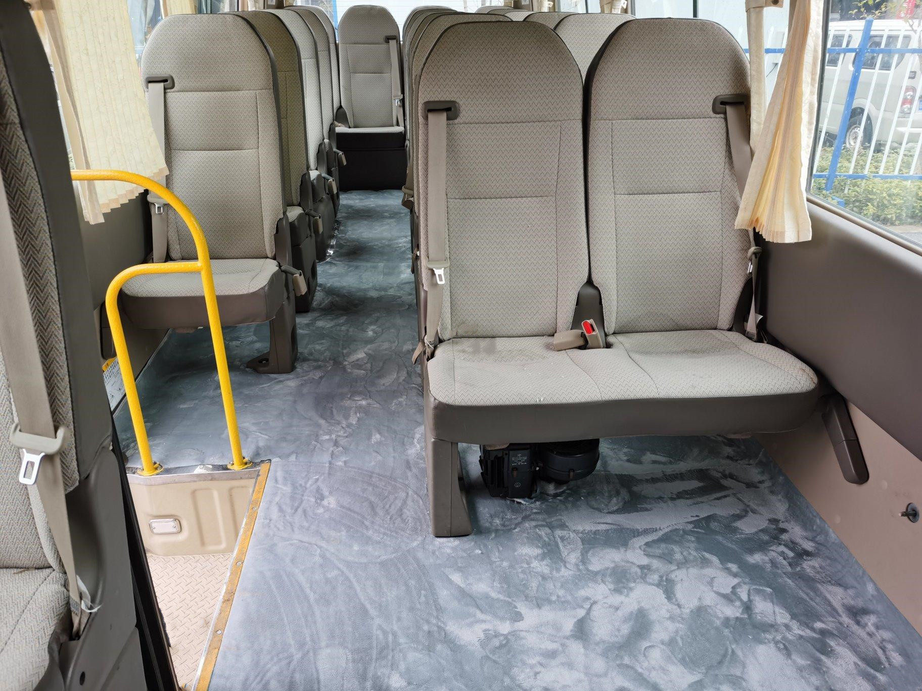 LHD Second Hand Coaster Bus Hino Engine 23 Seater Khaki Bus With Luxury A/C System