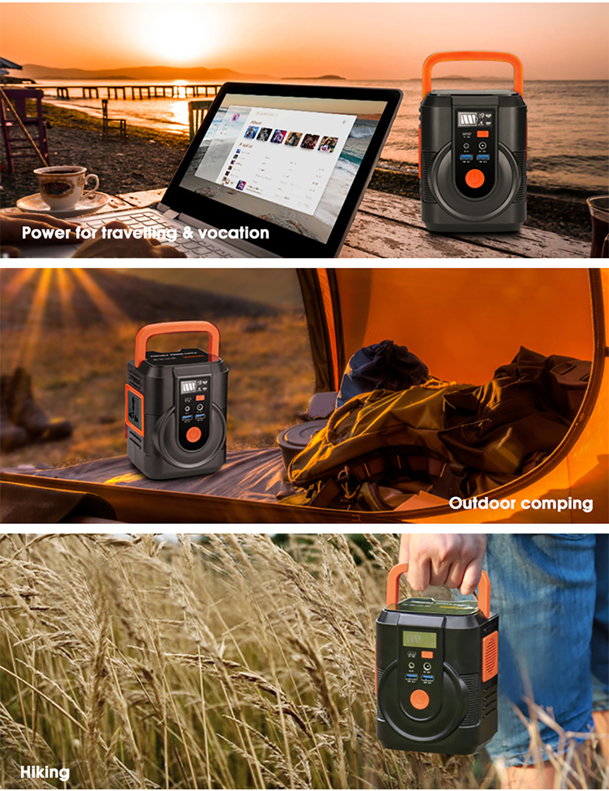 Lithium Ion Portable Solar Power Bank 30000mah 110V / 220V For Outdoor Camping