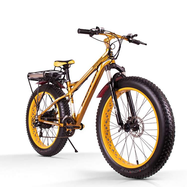 1000w Fat Tire Electric Bike Carrier Rear 17Ah Aluminum Frame Hardtail