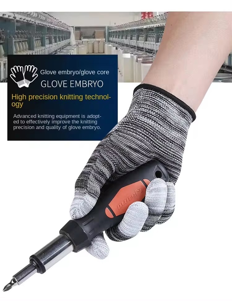 PU Finger Gloves Nylon Glue Impregnated Thin Anti Skid And Wear Resistant Labor Protection Gloves