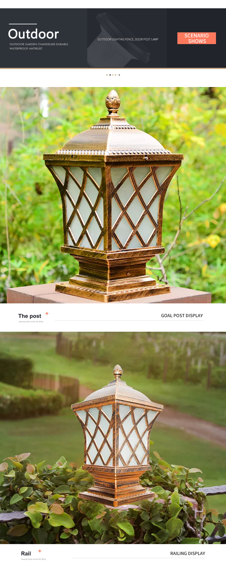 Holiday Backyard Led Post Lamp Fixtures Exterior Top Post 6V 5W