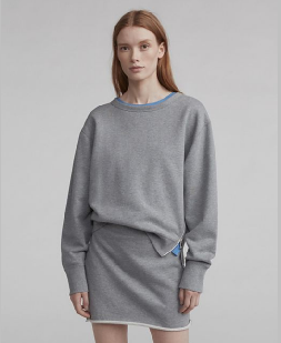 Ladies Gray Cotton Two Piece Set Sweatshirt Women