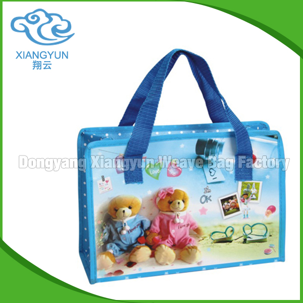 Recycle PP Woven Reusable Pink Shopping Eco Bag With Print Logo