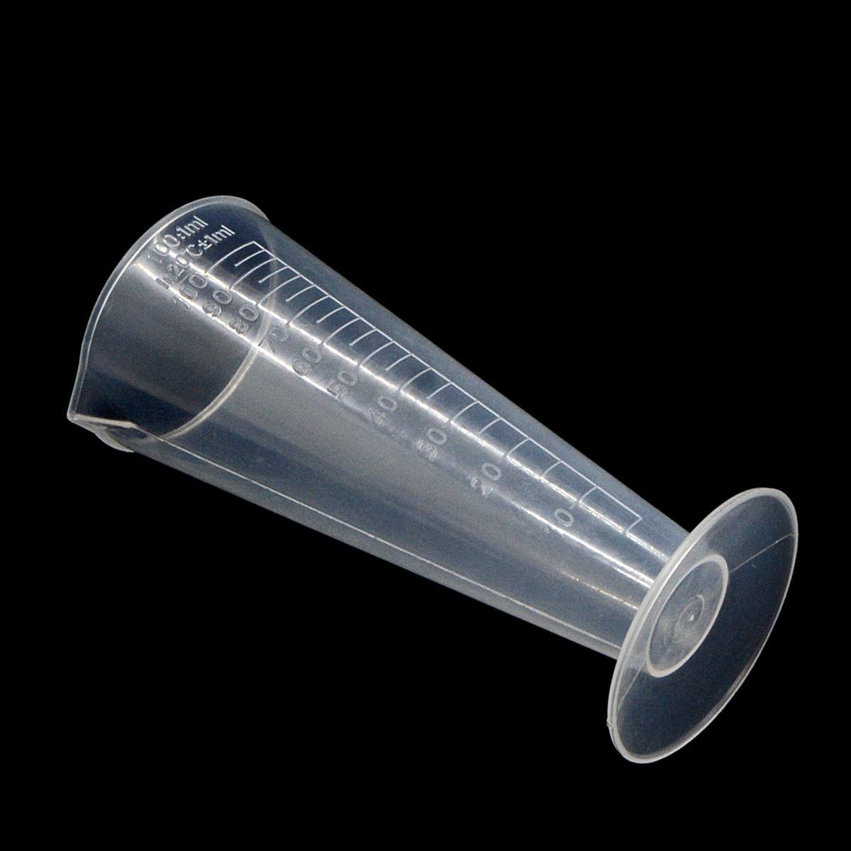 100mL Plastic Graduated Measuring Cup Capacity Beaker Cone Shape Round Base Labs Kitchen Clear