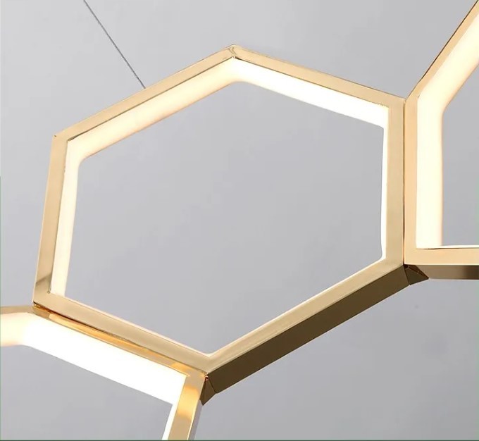 Hexagon LED Acrylic Commercial Chandelier Modern Decorative Lamps Originality Strong Bearing Capacity