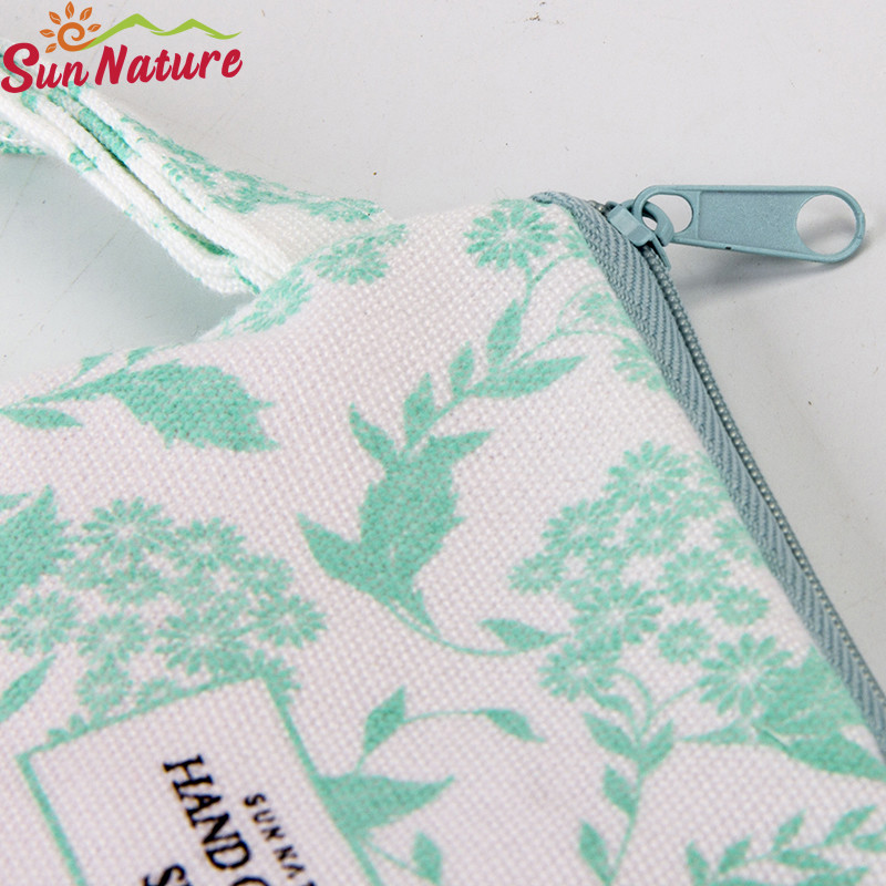 Recycled Canvas Cotton Fabric RPET Gift Packaging Zipper Bag For Beauty Brand