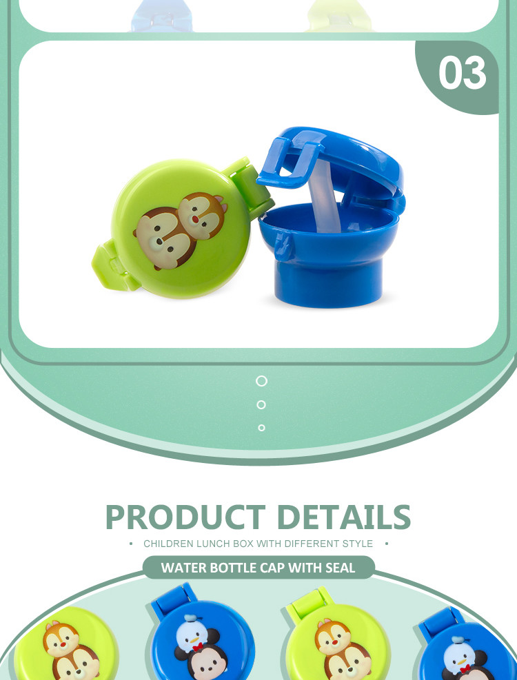 Cartoon design wholesale child resistance cap cute plastic water bottle caps with straw