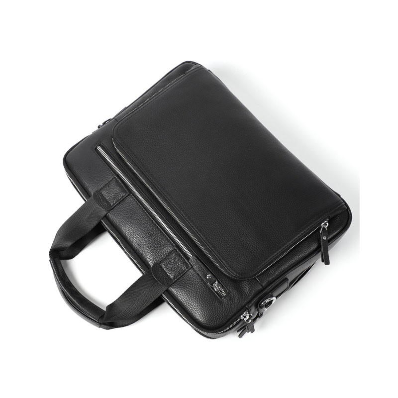 High Quality Classic Zipper Laptop Briefcase Genuine Leather Custom Business Bags Factory Wholesale Price Man Handbag