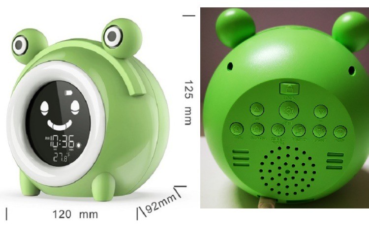 Green Frog Kids Alarm Clock 14.5*8.6*13CM wake up light ABS Material
