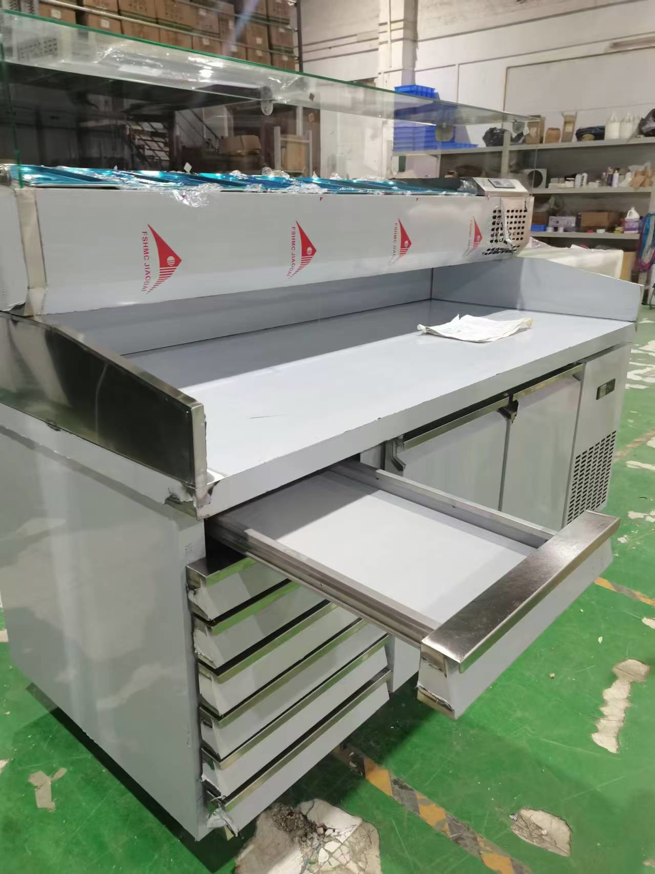Pizza Pre Table Refrigerator With Drawers Commercial Kitchen Salad Workbench