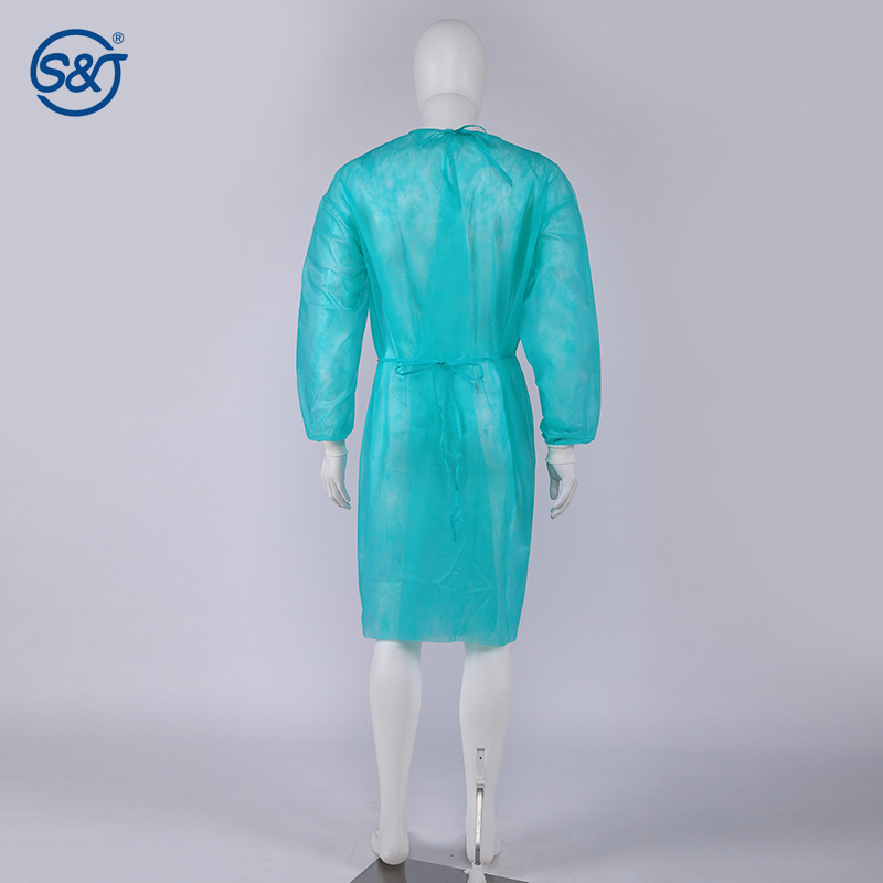 S&J Breathable and Flexible Disposable Non woven pp pe Medical Isolation Gown 510k 35g pp Latex-free Surgical Isolation Gowns