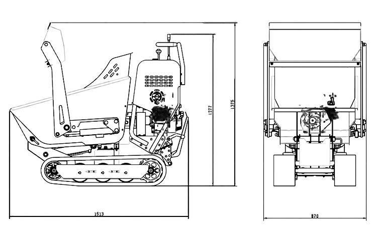 Efficient Powerful 500kg Crawler Mini Dumper With 520mm Track Center Distance