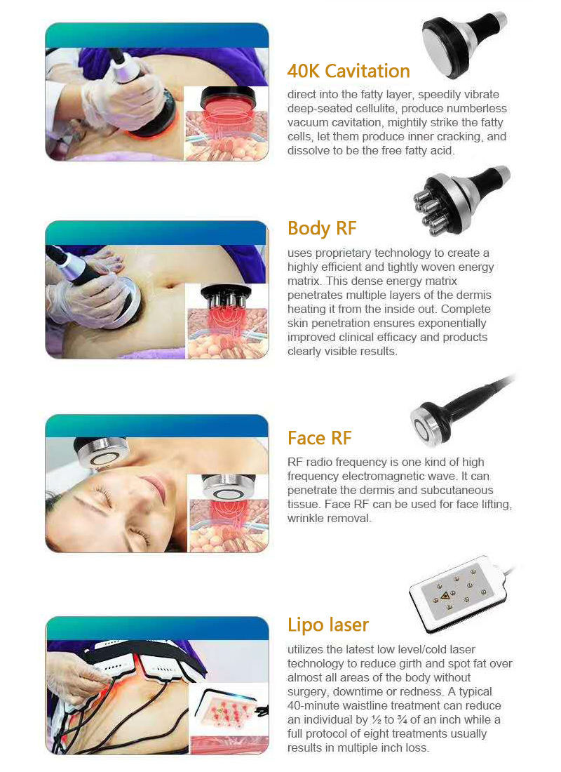 650nm 5 In 1 Vacuum Ultrasonic Cavitation 40K Cryolipolysis Slimming Machine