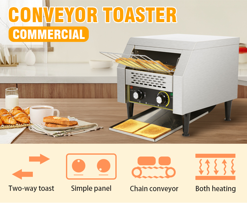 Stainless Steel Electric Conveyor Toaster For Fast Food Restaurant 220V