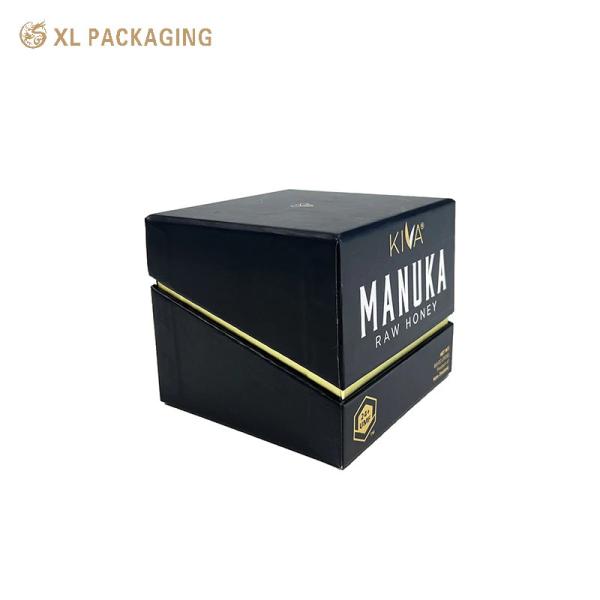 XL Packaging Custom Packaging Box Factory Angled Open Clamshell Rigid Candle Box Gold Foil Logo Candle Packaging Box Black Paper For Candle