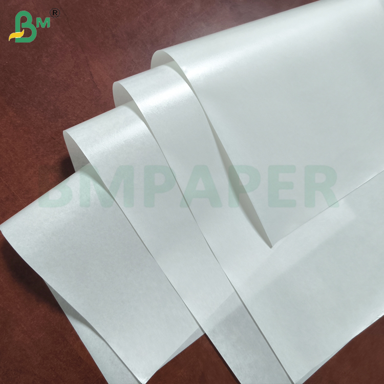 White MG Bleached Paper Machine Glazed With High Gloss On One Side 30gsm - 70gsm