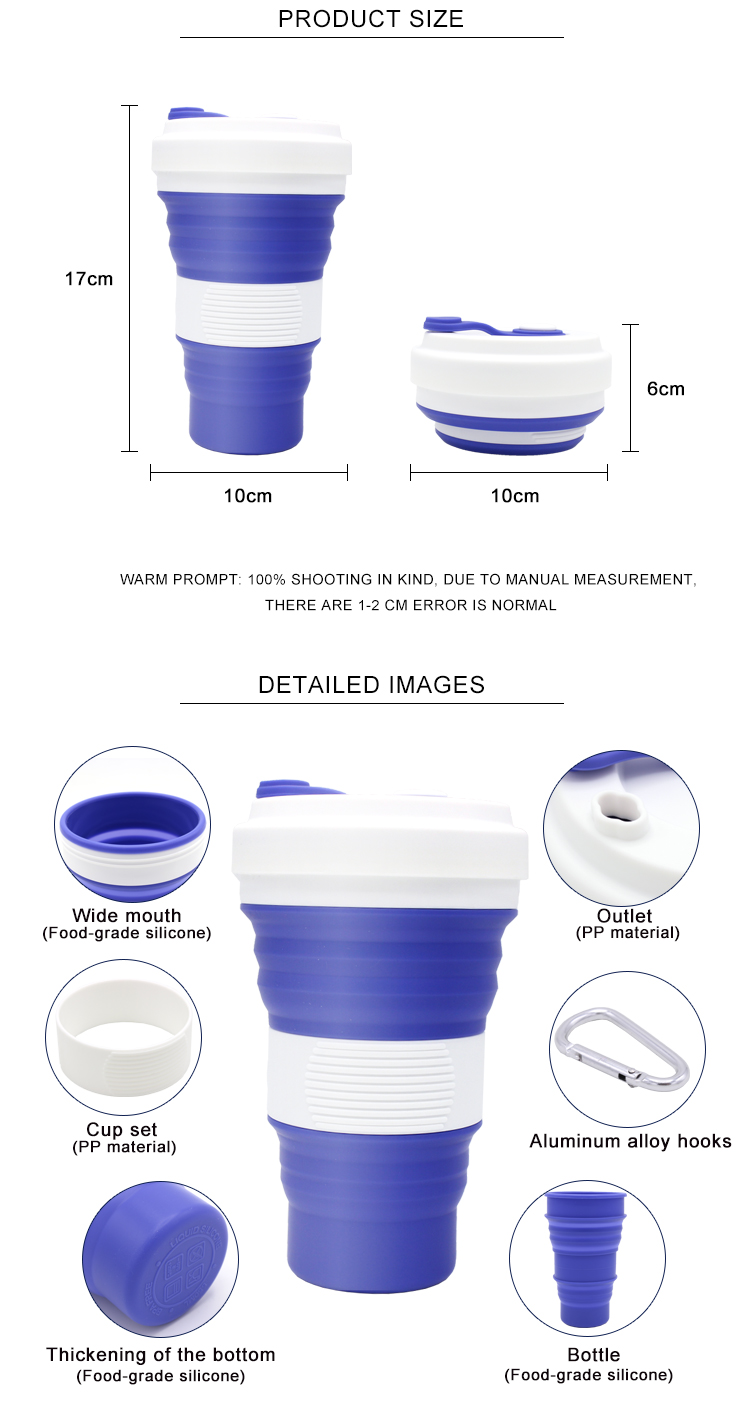 19.5oz Collapsible Silicone Reusable Coffee Cup