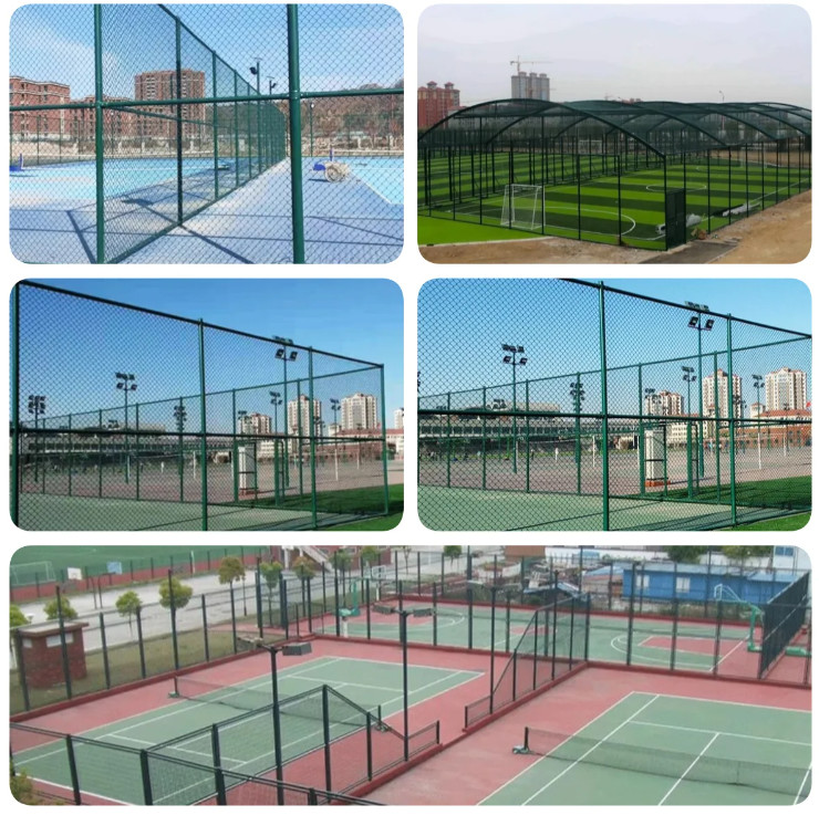 PVC coated Metal Wire Mesh Fencing Football Stadium Baseball Field Chain Link Fence